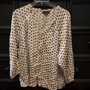 Lane Bryant Cream Patterned Blouse